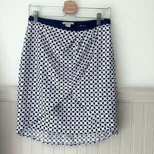 H&M Blue and White Patterned Pencil Skirt Womens 8